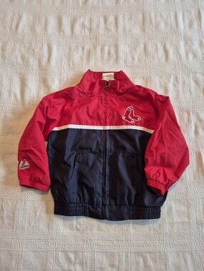 Majestic boys Boston Red Sox 18 months full zip windbreaker EUC sock design